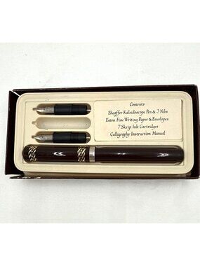 Sheaffer Brown Kaleidoscope Calligraphy Pen with 3 Nibs 6 Ink Cartridge